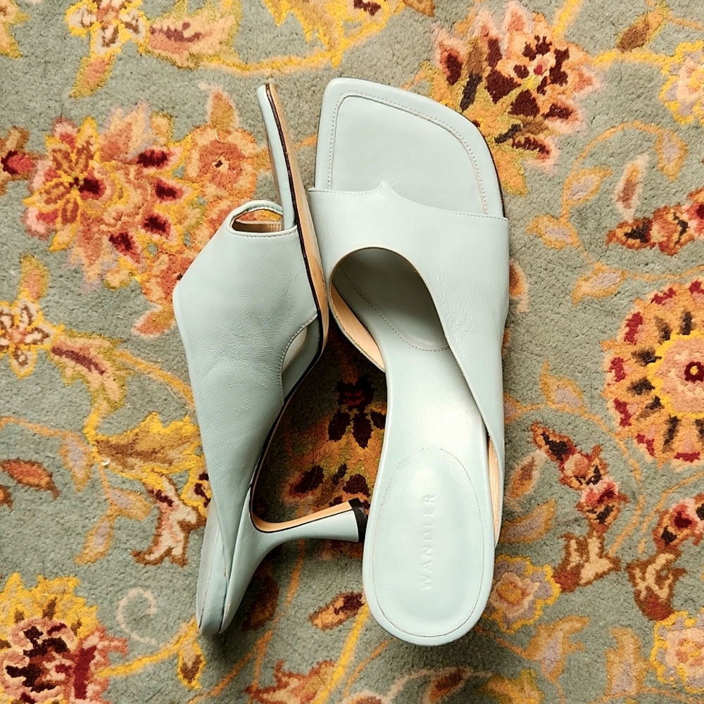 Wandler Square Toe Julio Slip On Thong Mule Heel - image 1